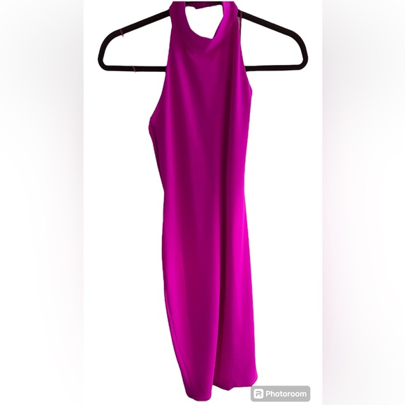 Susana Monaco High Neck Halter Midi Dress BarbieCORE Hit Pink NWT X Small - Picture 10 of 14